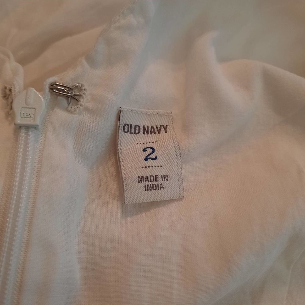 Old Navy Dress Women's Size 2 Off White Sleeveless Embroidered Casual Cotton - Picture 8 of 10